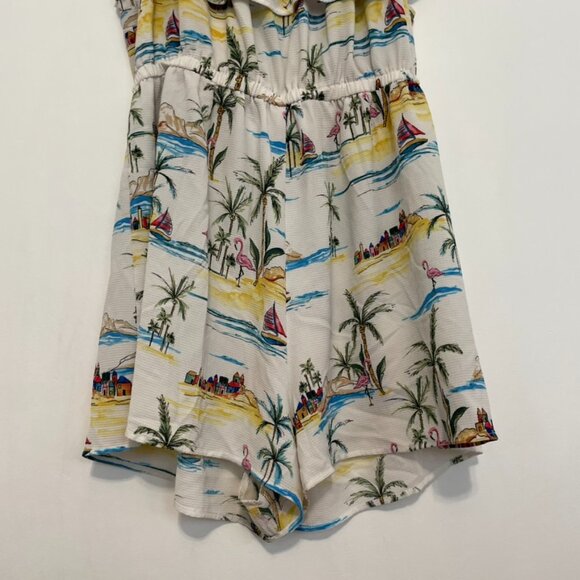 FOREVER 21 Plus Size Beach Motif Romper White Summer Print Off the Shoulder 3X - Picture 14 of 15